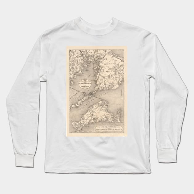 Vintage Cape Cod Old Colony Line Map (1888) Long Sleeve T-Shirt by Bravuramedia